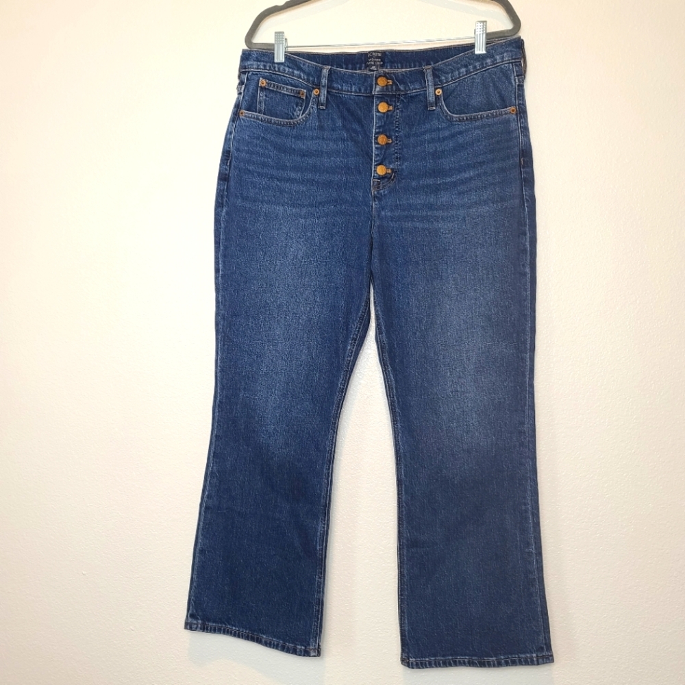 J. Crew Mid-Rise Flare Cropped Jeans Button Front - Picture 4 of 12